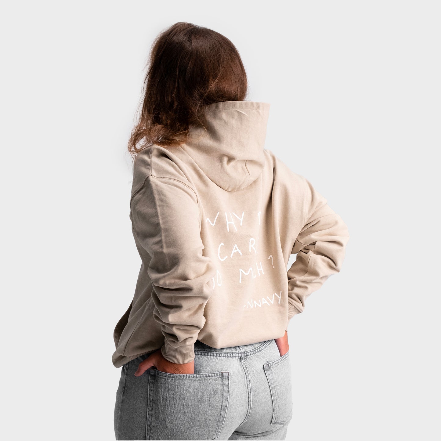 Hoodie beige "Why Do I Care So Much?"